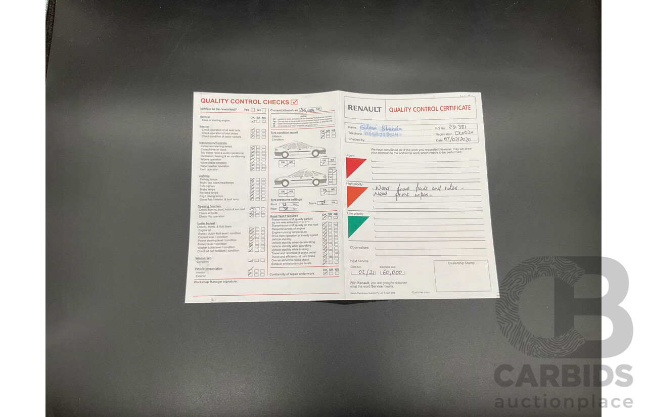 01/2016 Renault Captur Expression (FWD) J87 4d Wagon Ivory White Turbo 1.2L