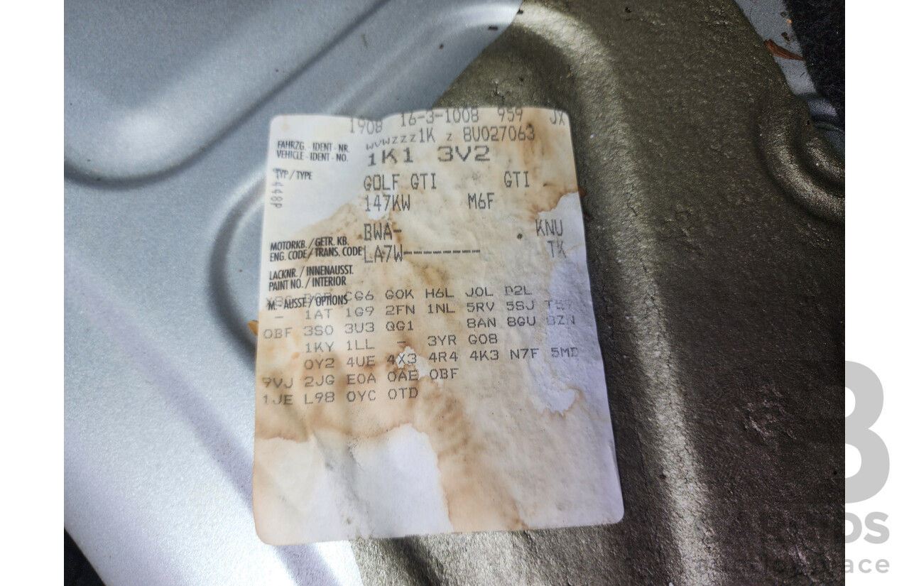 5/2008 Volkswagen Golf GTi 1K MY08 UPGRADE 5d Hatchback Silver 2.0L