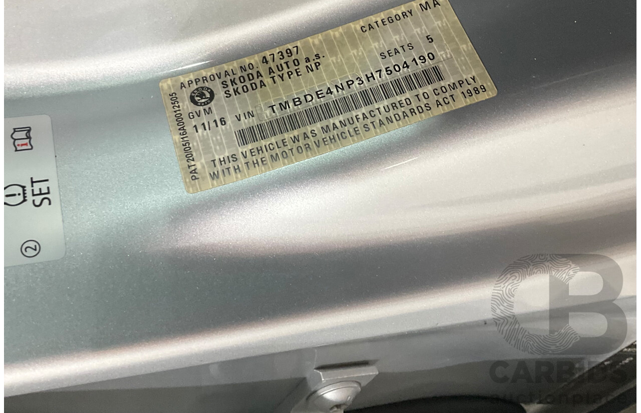 11/2016 Skoda Superb 206 TSI (4x4) NP MY17 4d Sedan Brilliant Silver Metallic Turbo 2.0L