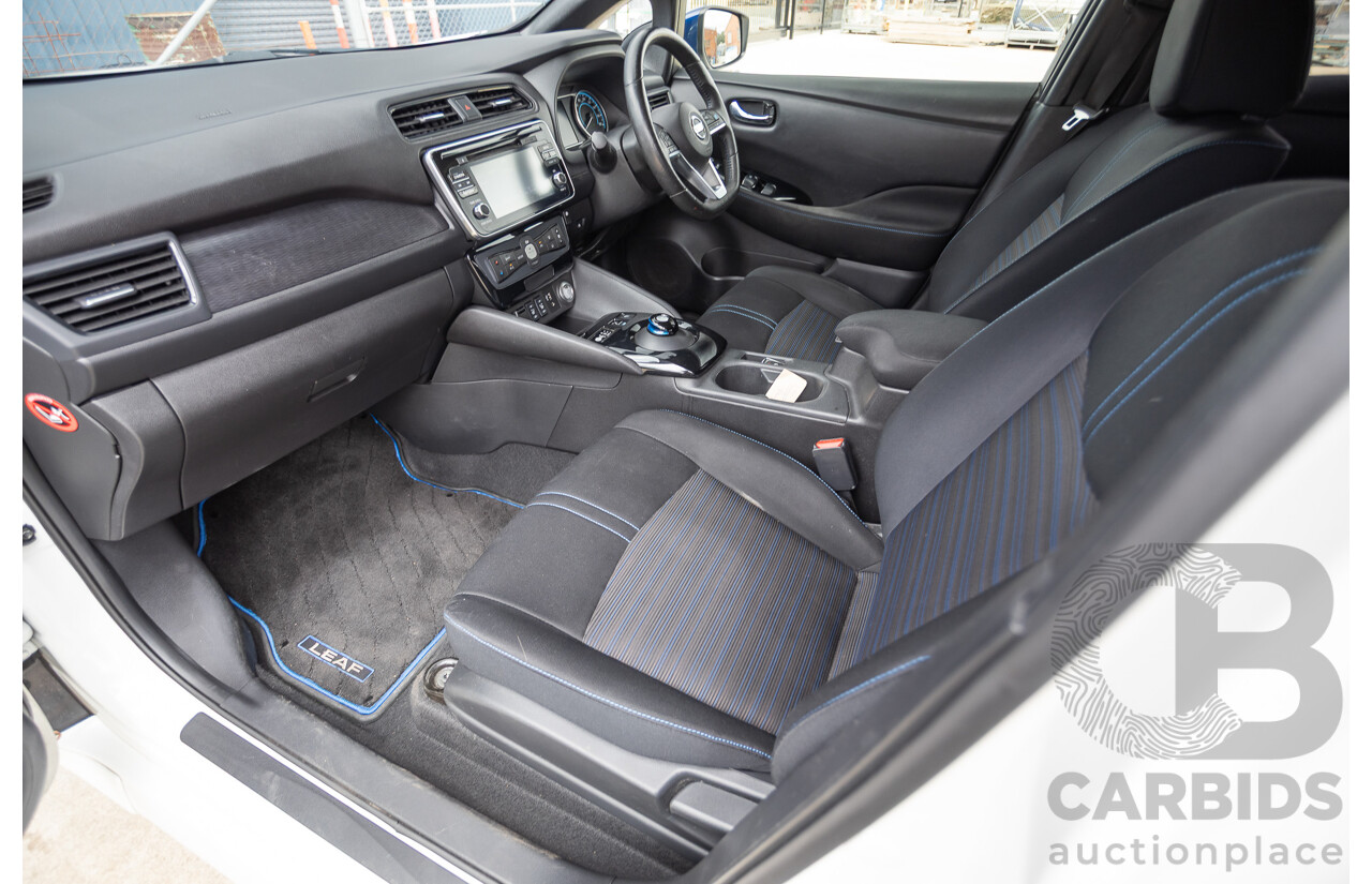 02/2018 Nissan Leaf ZE1 5d Hatchback Ivory Pearl /Dark Blue Pearl Dedicated Electric EV AC110kW - 07/21 Import