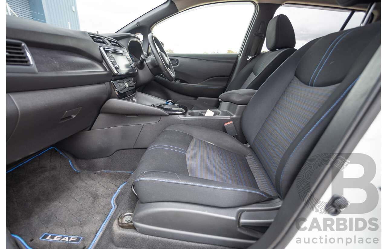 02/2018 Nissan Leaf ZE1 5d Hatchback Ivory Pearl /Dark Blue Pearl Dedicated Electric EV AC110kW - 07/21 Import