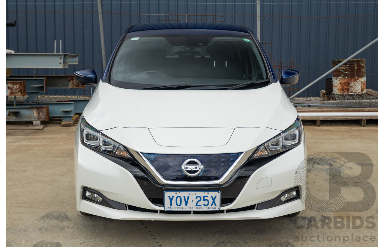 02/2018 Nissan Leaf ZE1 5d Hatchback Ivory Pearl /Dark Blue Pearl Dedicated Electric EV AC110kW - 07/21 Import