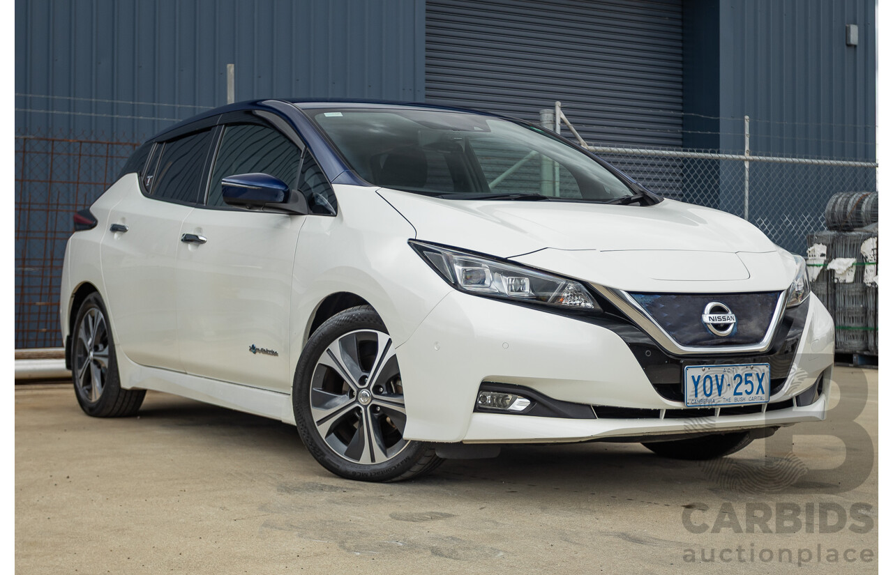 02/2018 Nissan Leaf ZE1 5d Hatchback Ivory Pearl /Dark Blue Pearl Dedicated Electric EV AC110kW - 07/21 Import