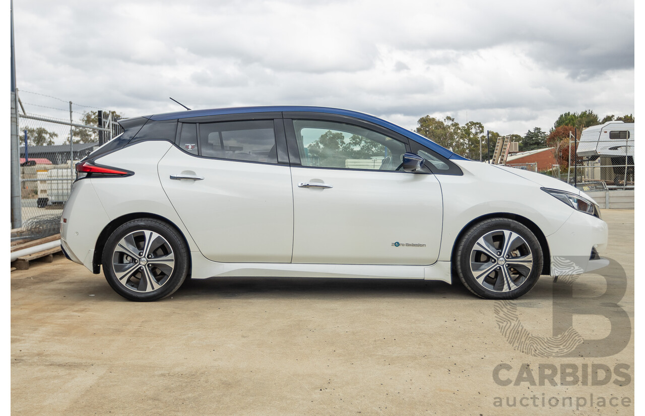 02/2018 Nissan Leaf ZE1 5d Hatchback Ivory Pearl /Dark Blue Pearl Dedicated Electric EV AC110kW - 07/21 Import