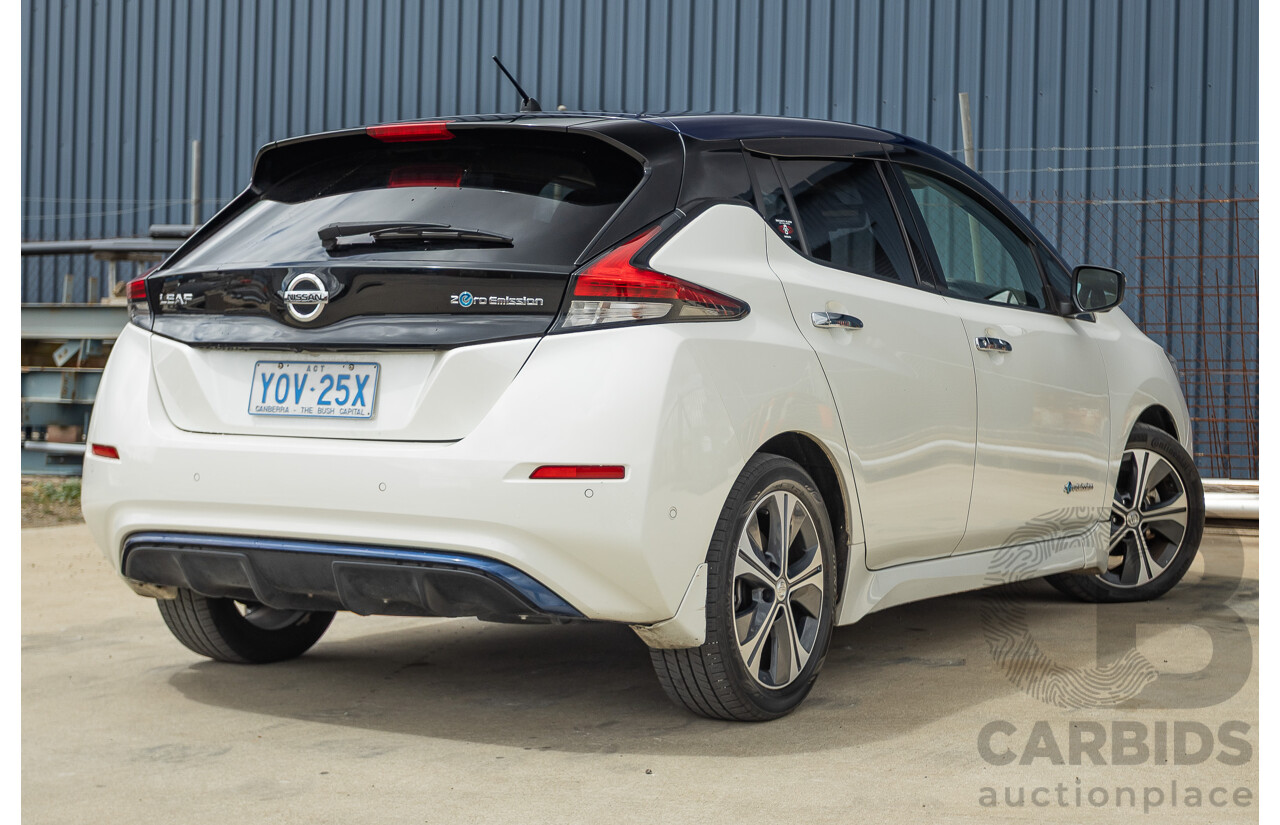 02/2018 Nissan Leaf ZE1 5d Hatchback Ivory Pearl /Dark Blue Pearl Dedicated Electric EV AC110kW - 07/21 Import