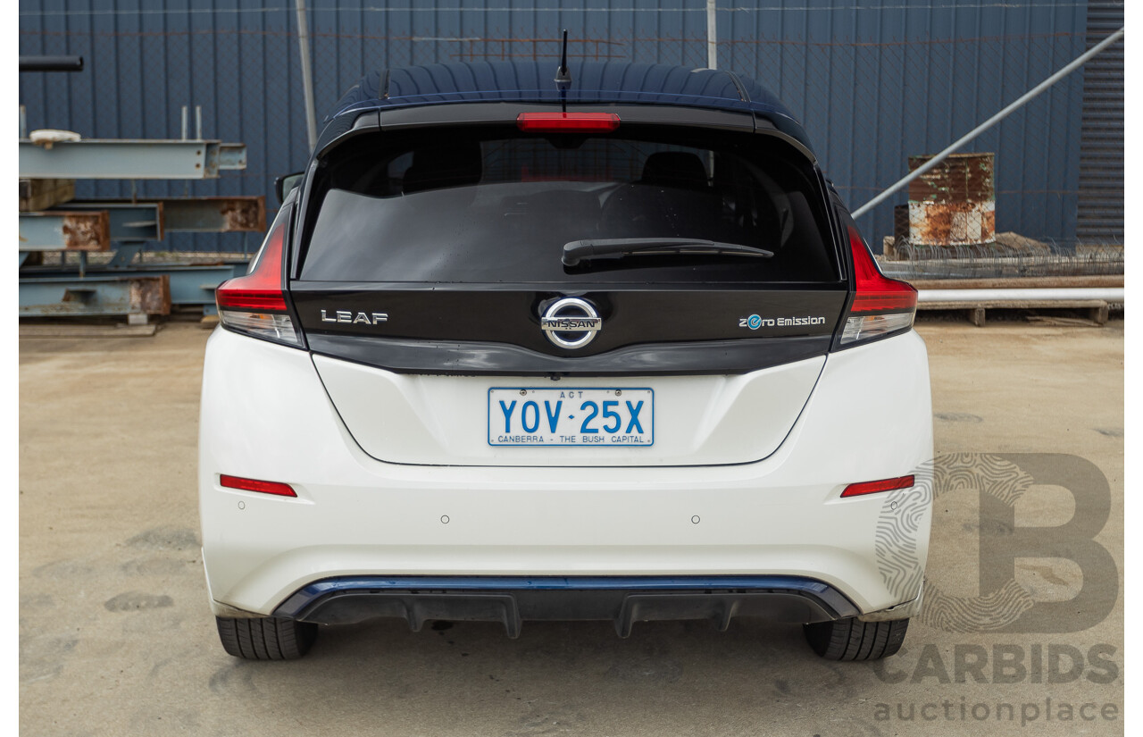 02/2018 Nissan Leaf ZE1 5d Hatchback Ivory Pearl /Dark Blue Pearl Dedicated Electric EV AC110kW - 07/21 Import
