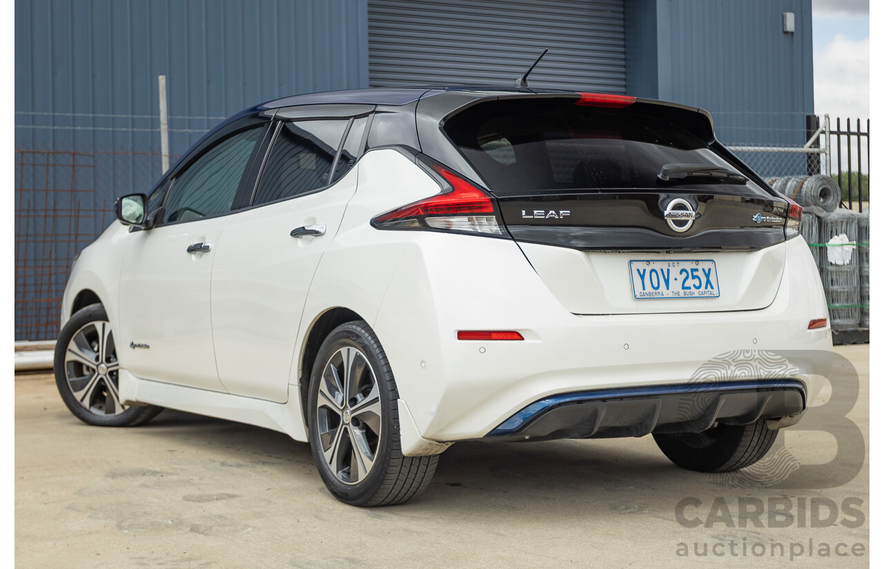 02/2018 Nissan Leaf ZE1 5d Hatchback Ivory Pearl /Dark Blue Pearl Dedicated Electric EV AC110kW - 07/21 Import
