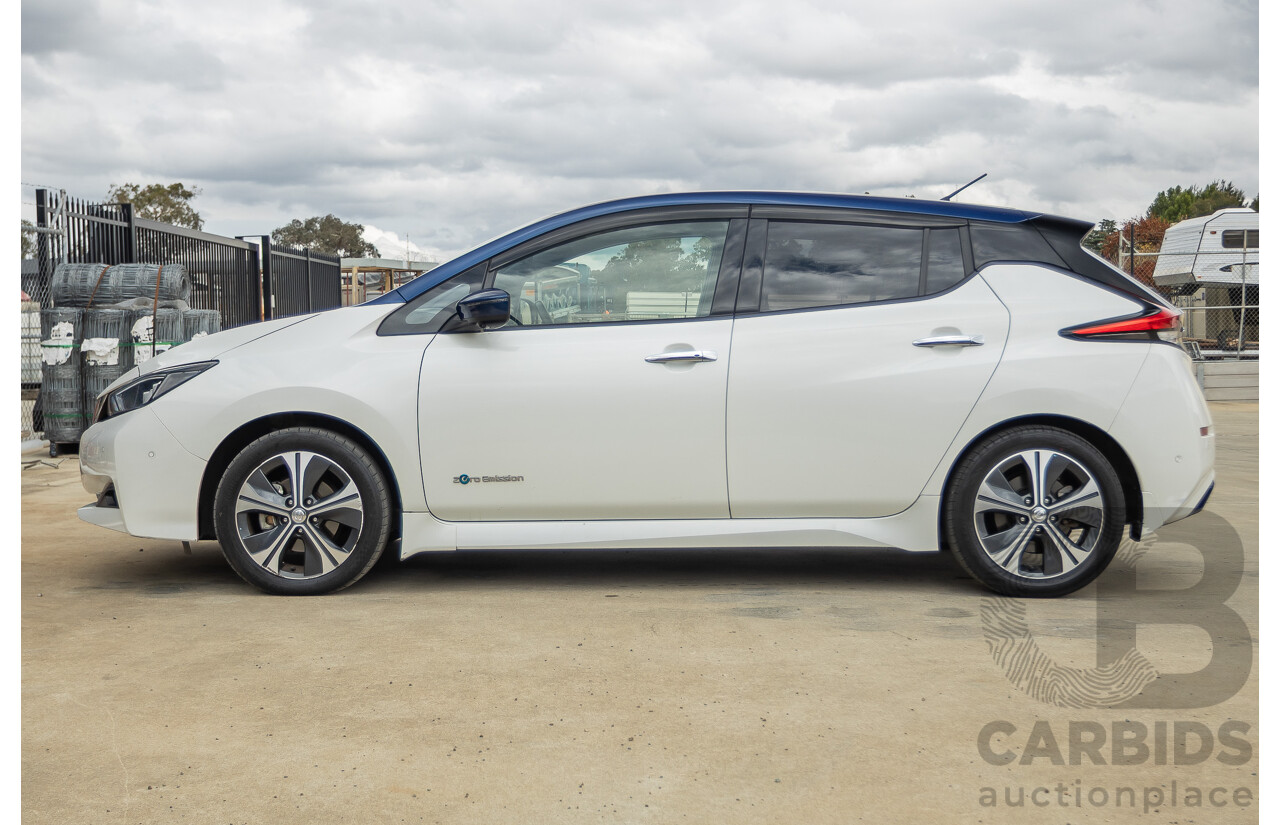 02/2018 Nissan Leaf ZE1 5d Hatchback Ivory Pearl /Dark Blue Pearl Dedicated Electric EV AC110kW - 07/21 Import