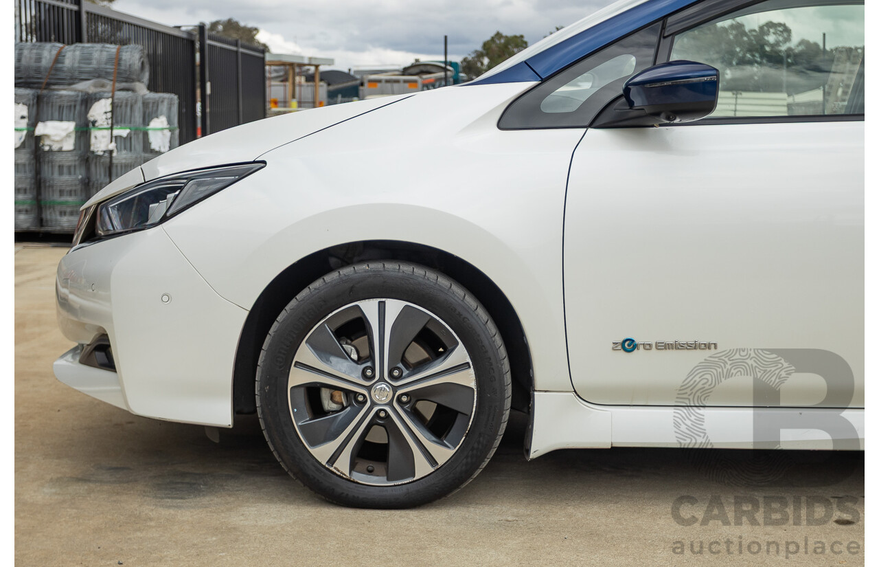 02/2018 Nissan Leaf ZE1 5d Hatchback Ivory Pearl /Dark Blue Pearl Dedicated Electric EV AC110kW - 07/21 Import