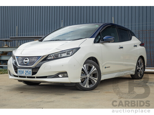 02/2018 Nissan Leaf ZE1 5d Hatchback Ivory Pearl /Dark Blue Pearl Dedicated Electric EV AC110kW - 07/21 Import