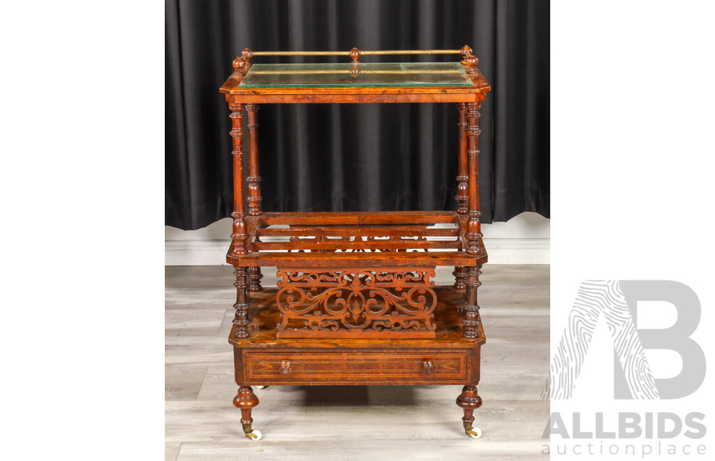 Victorian Bur Walnut Three Tier Music Canterbury