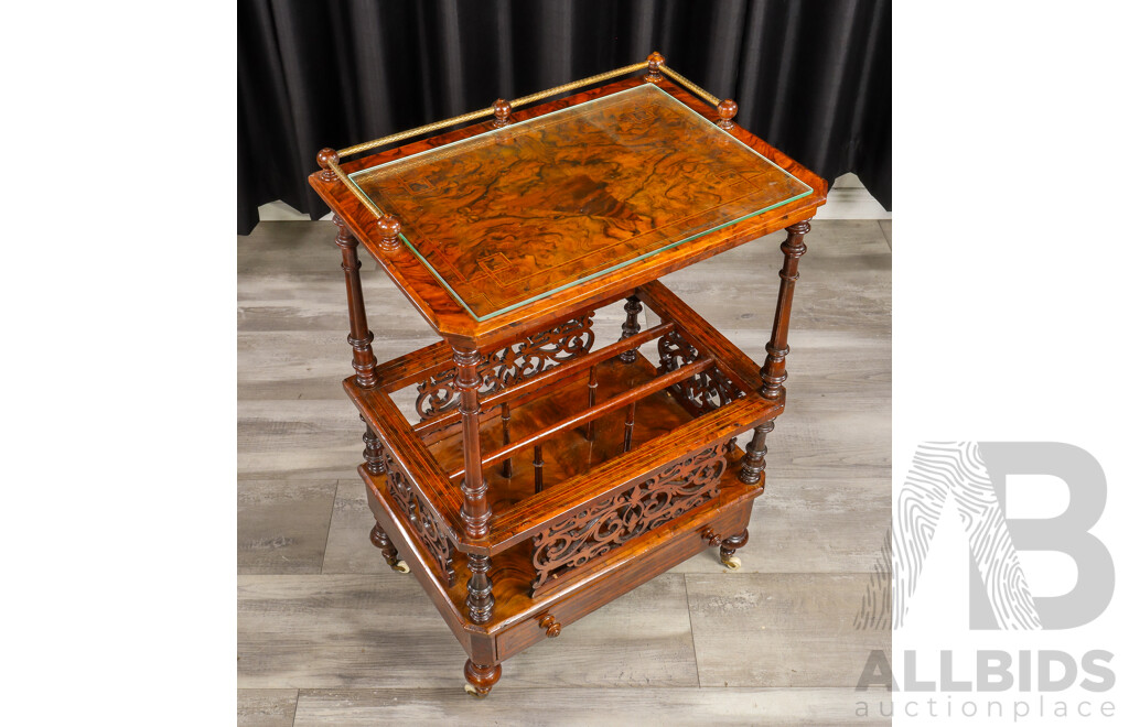 Victorian Bur Walnut Three Tier Music Canterbury