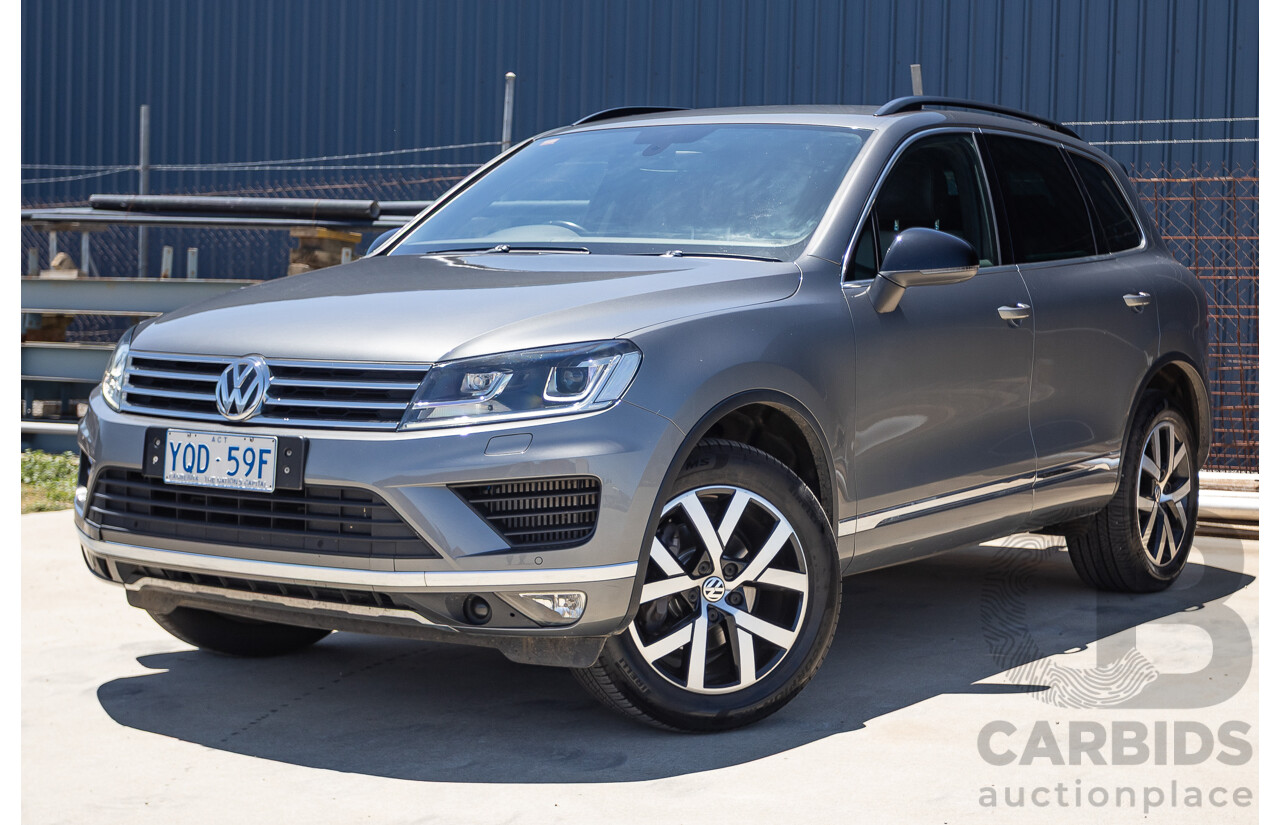 11/2017 Volkswagen Touareg 150 TDI Monochrome (AWD) 7P MY18 4D Wagon Canyon Grey Turbo Diesel 3.0L