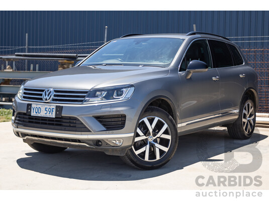 11/2017 Volkswagen Touareg 150 TDI Monochrome (AWD) 7P MY18 4D Wagon Canyon Grey Turbo Diesel 3.0L