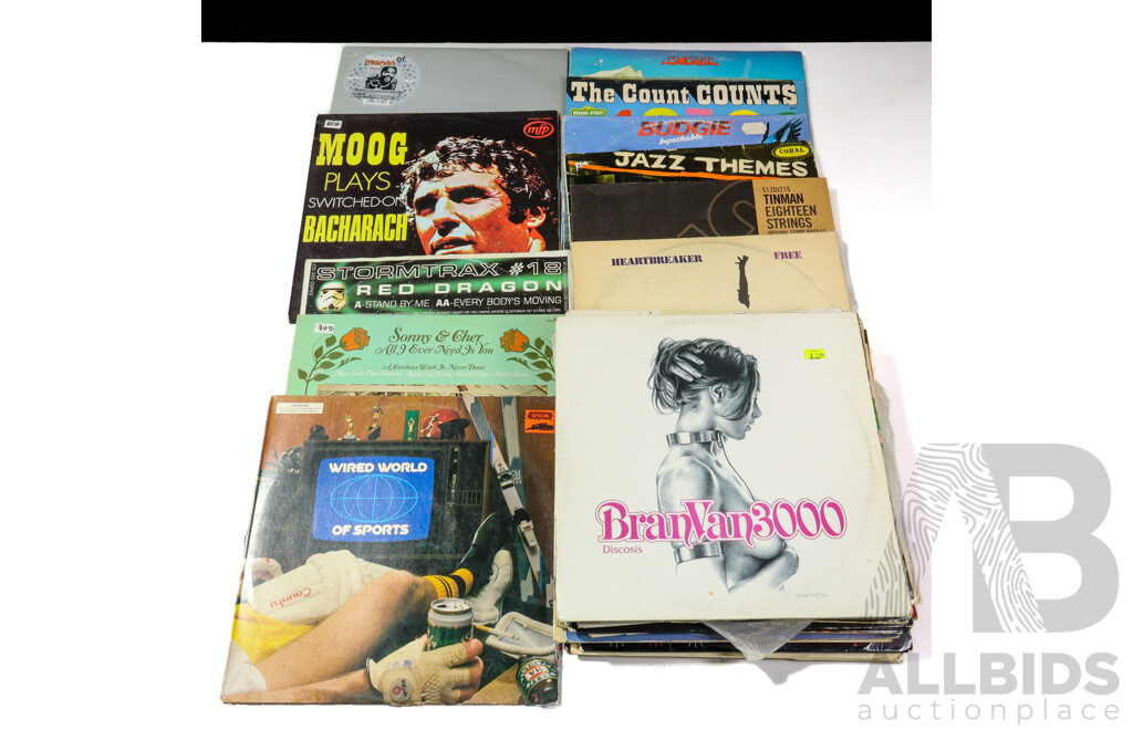Collection of Approximately Twenty-Eight Various Records and LPs Including Sonny & Cher, Budgie, Comedy, Classical and Electronic Titles