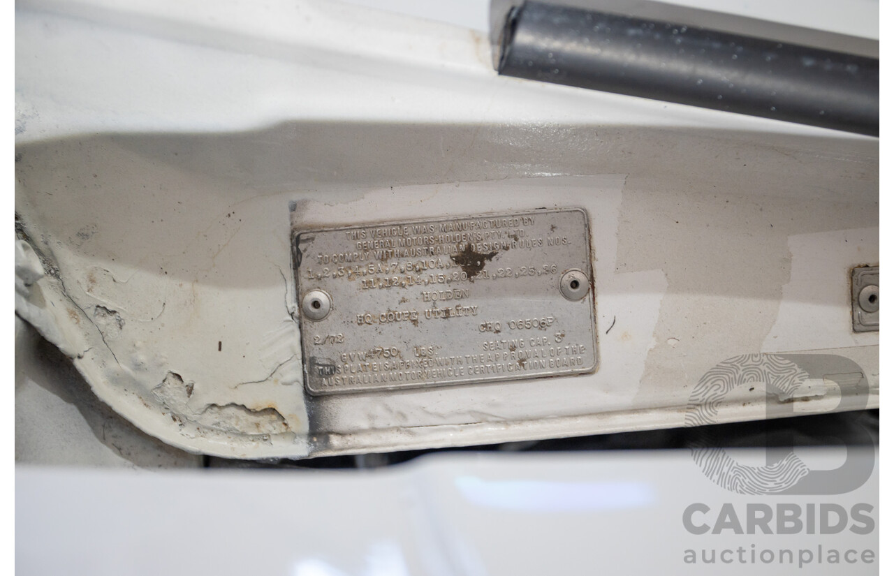 2/1972 Holden HQ Belmont 2d Utility White Sandman Tribute V8 - Modified