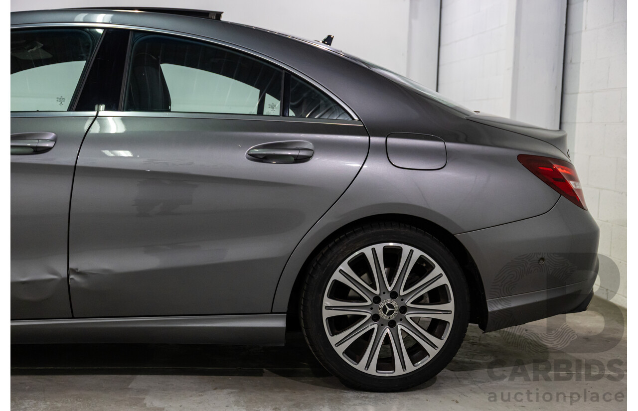 09/2018 Mercedes-Benz CLA 200 (FWD) 117 MY18.5 4d Coupe Mountain Grey Metallic Turbo 1.6L