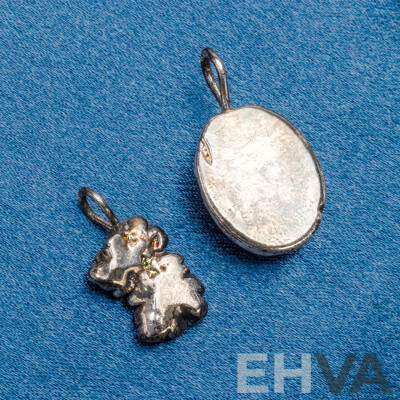 Pair of 925 Sterling Silver and Hand Carved Coral Pendants