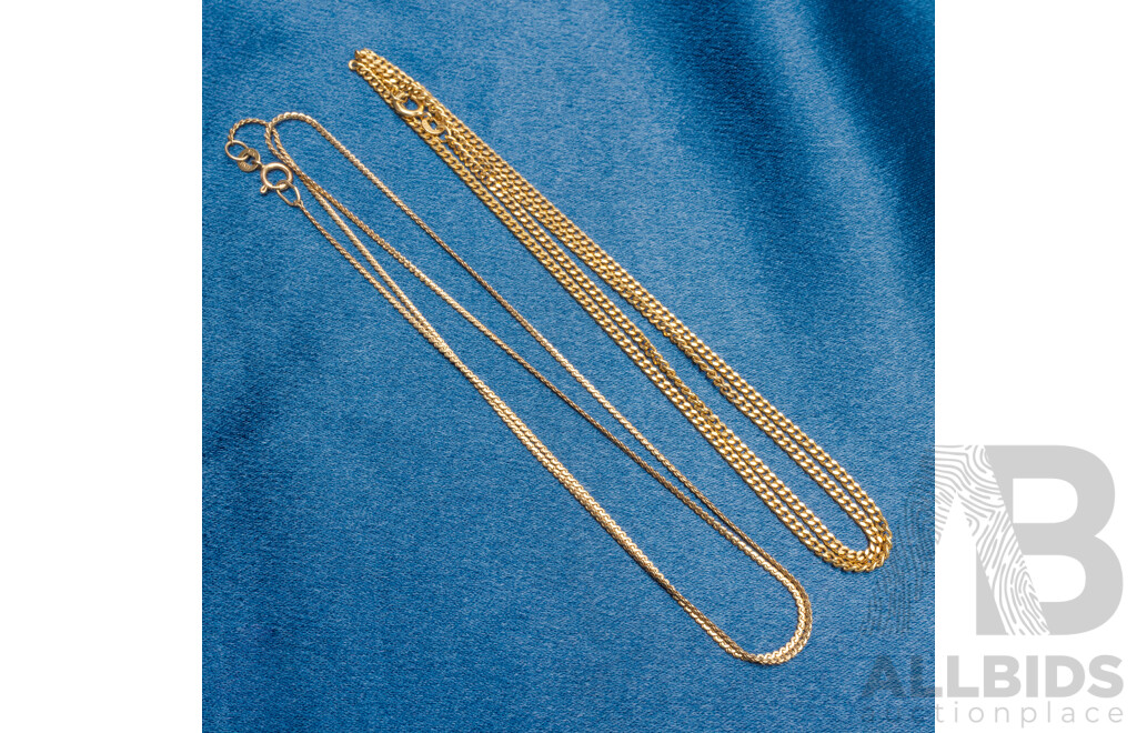 9ct Yellow Gold Fine Necklaces - Lot of 2