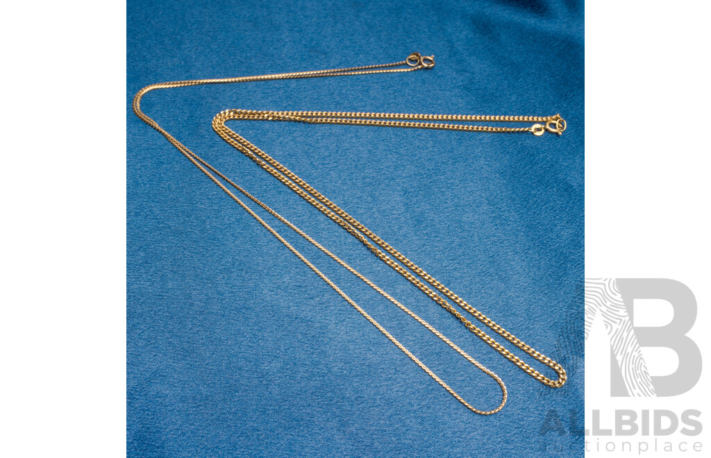 9ct Yellow Gold Fine Necklaces - Lot of 2