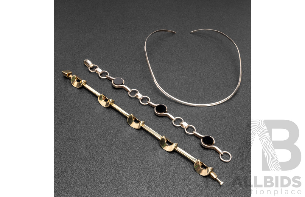 925 Sterling Silver Bracelets & Necklace - Lot of 3