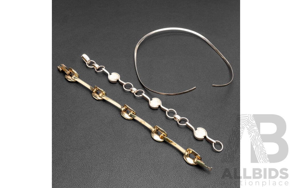 925 Sterling Silver Bracelets & Necklace - Lot of 3