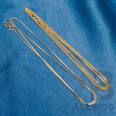 9ct Yellow Gold Fine Necklaces - Lot of 2