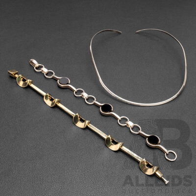 925 Sterling Silver Bracelets & Necklace - Lot of 3