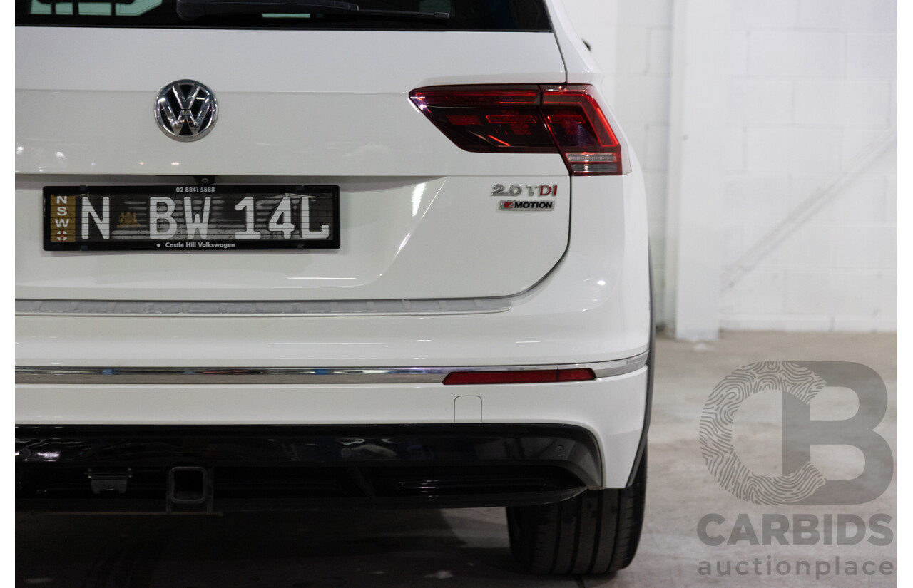 07/2017 Volkswagen Tiguan 140TDI Highline R-Line Package (AWD) 5NA MY18 4d Wagon Pure White Turbo Diesel 2.0L