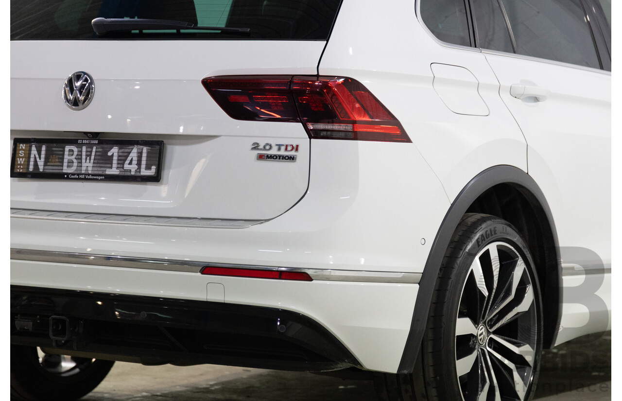 07/2017 Volkswagen Tiguan 140TDI Highline R-Line Package (AWD) 5NA MY18 4d Wagon Pure White Turbo Diesel 2.0L