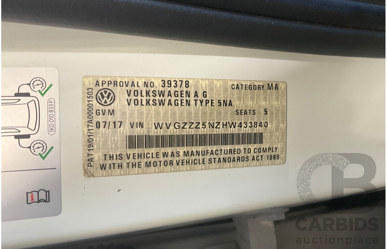 07/2017 Volkswagen Tiguan 140TDI Highline R-Line Package (AWD) 5NA MY18 4d Wagon Pure White Turbo Diesel 2.0L