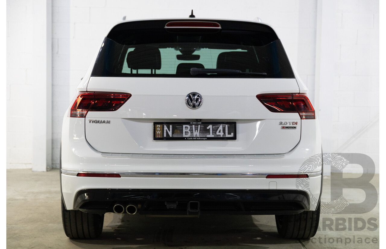 07/2017 Volkswagen Tiguan 140TDI Highline R-Line Package (AWD) 5NA MY18 4d Wagon Pure White Turbo Diesel 2.0L