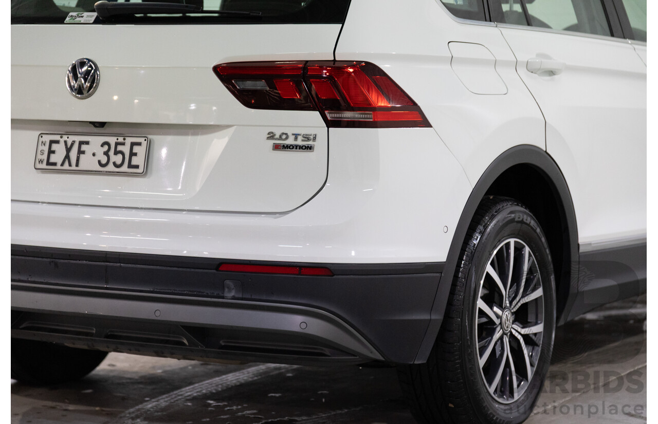 08/2017 Volkswagen Tiguan 132TSI Comfortline (AWD) 5NA MY18 4d Wagon Pure White Turbo 2.0L