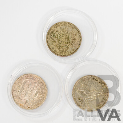 Three Australian Silver Florins, 1927 and 1954 Commemorative, 1958