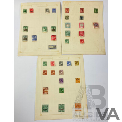 Collection of Antigua and Ascension Barbuda Antique Hinged Stamps Including QV, KGV and War Stamps