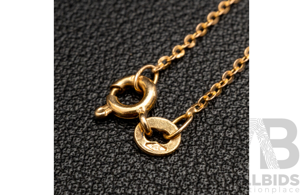 9ct Cultured Pearl Cluster Pendant on Fixed Chain, 40cm, 2.04 Grams