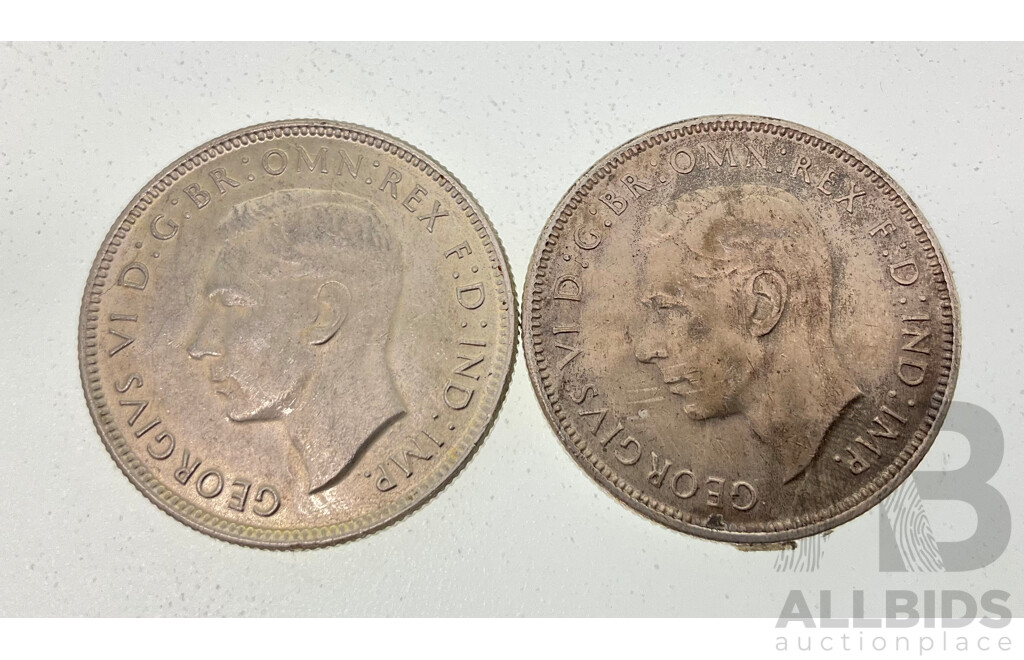 Australian 1943S and 1943 Silver KGVI Florins .925
