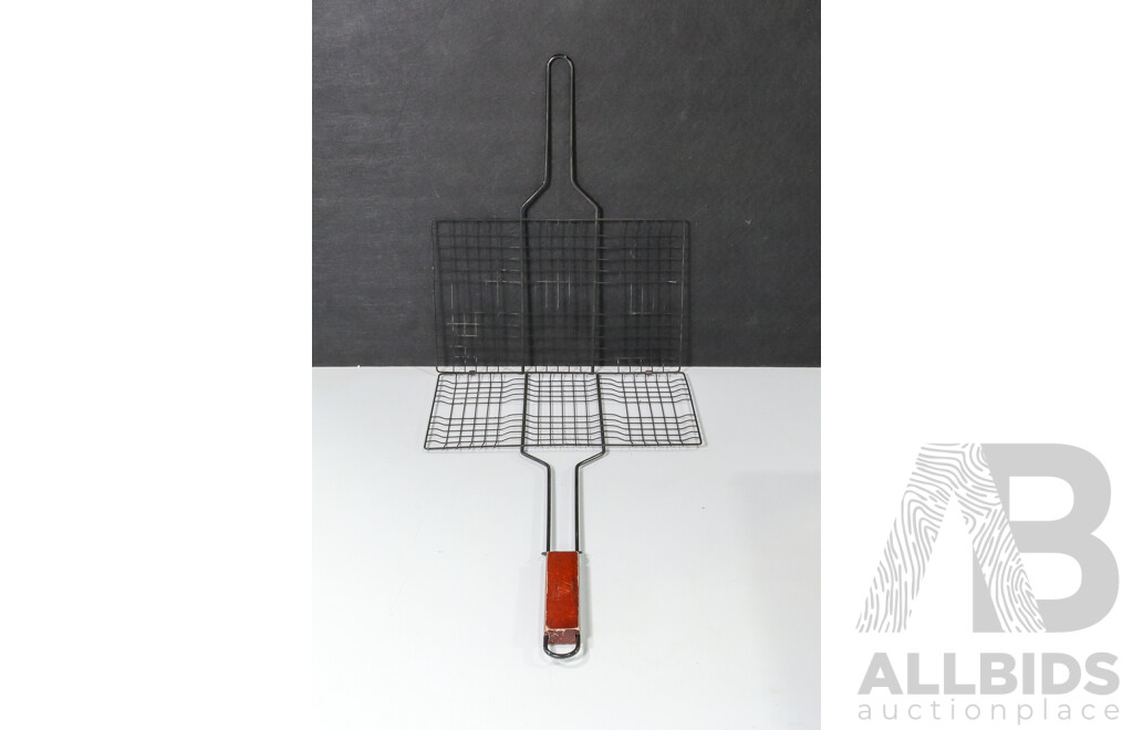 Camping Supplies Including Campfire Grill Baskets and Retractable Knife