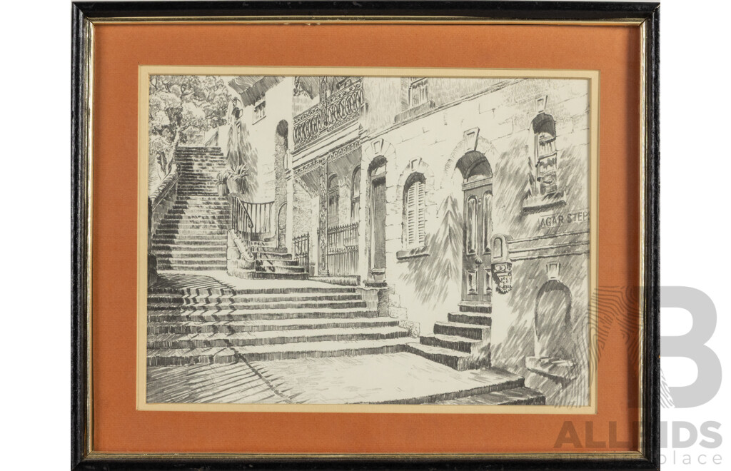 Cedric Emanuel, (20th Century, New Zealand-Born Australian, 1906-1995), Agar Steps, Paddington & Argyle Place and Lower Fort St 