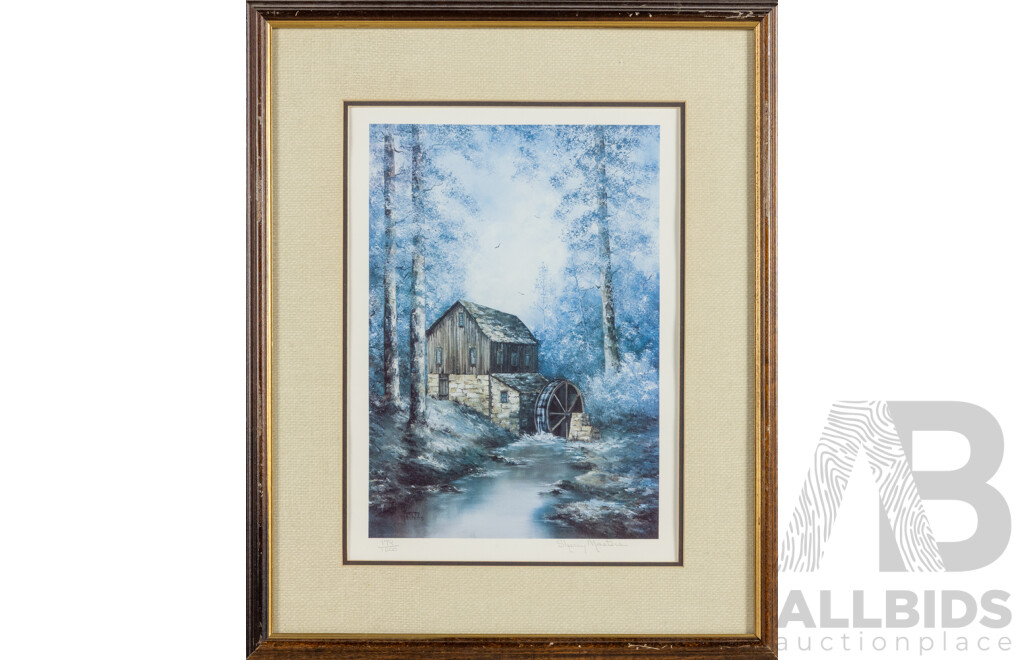 Sherry Masters, (20th Century, American), Water Wheel & the Bridge and Louis Buvelot, Winter Morning Near Heidelberg (original c1866), Trio of Reproduction Colour Prints, 55 x 45 cm (largest frames) (3)