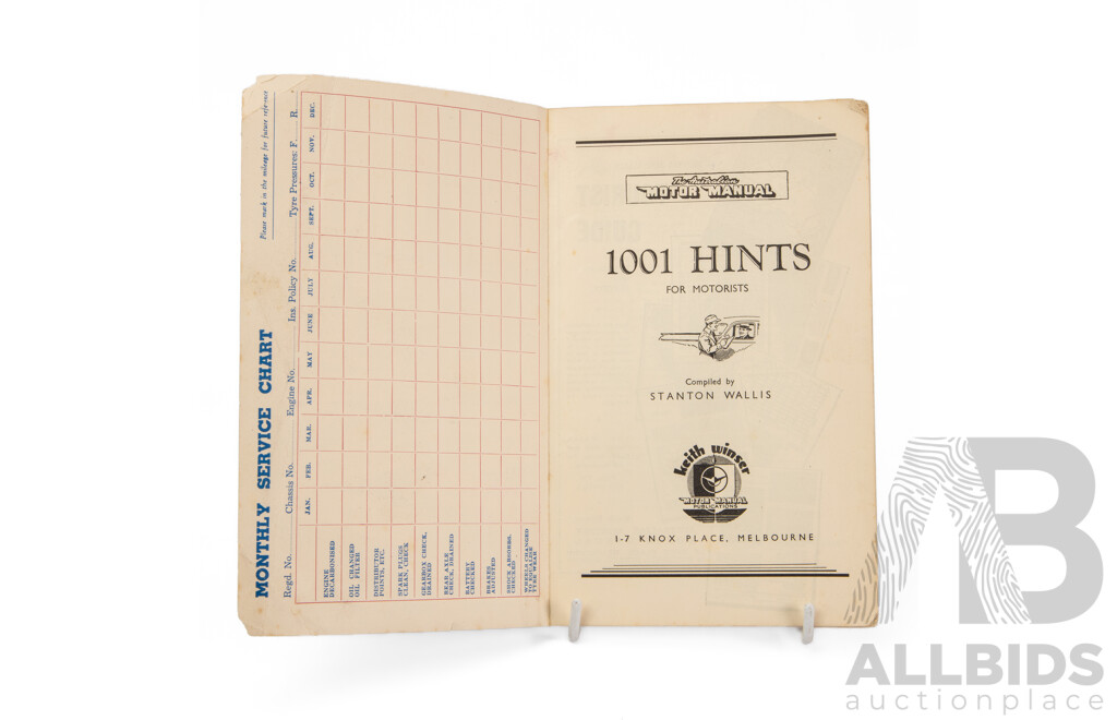 Collection of Three Vintage Motoring Books Including Service Handbook (Ford), Ford Owner's Complete Handbook of Repair & Maintenance & Australian Motor Manuals 1001 Hints, (3)