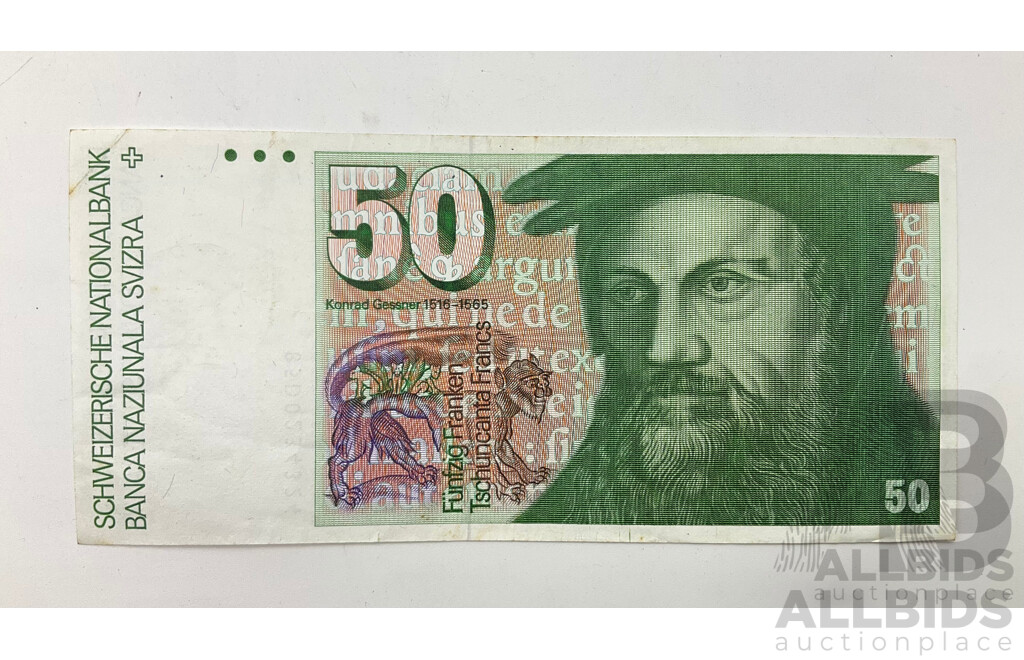 Switzerland 1980's Fifty Francs Note
