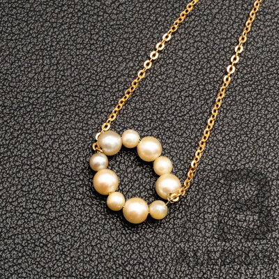 9ct Cultured Pearl Cluster Pendant on Fixed Chain, 40cm, 2.04 Grams