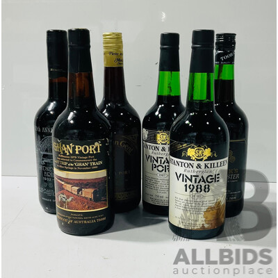 Collection of Six Port Wines Including Sydney Harbour Bridge 50th Anniversary Port, Stanton & Killeen Vintage 1988 Port and More