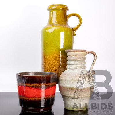 Collection of Three Glazed West German Pottery Pieces