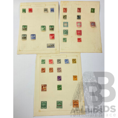 Collection of Antigua and Ascension Barbuda Antique Hinged Stamps Including QV, KGV and War Stamps