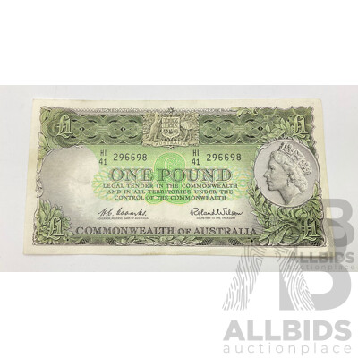 1961 R34 a/UNC one pound note, Coombs Wilson HI41 296698