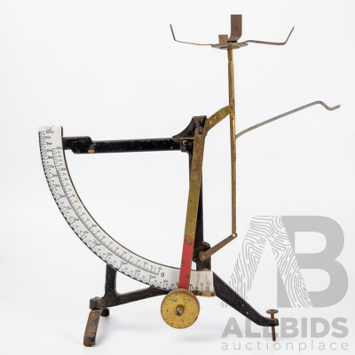 Vintage Steel Weighing Scales with Enameled Measure Face