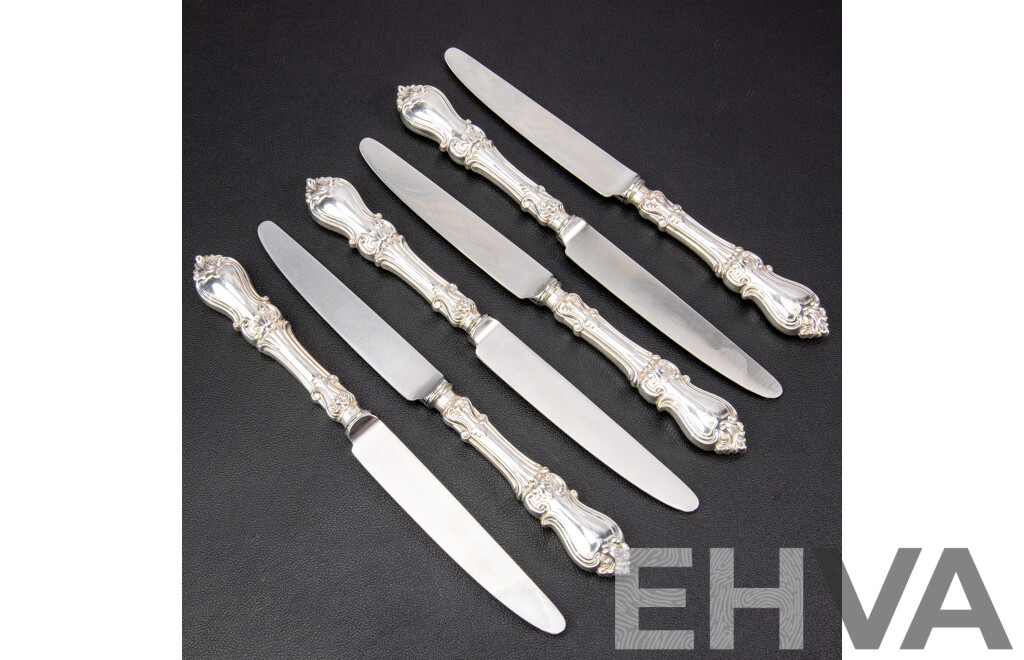 Six Sterling Silver Knives, C J Vander Ltd, Sheffield, 1974