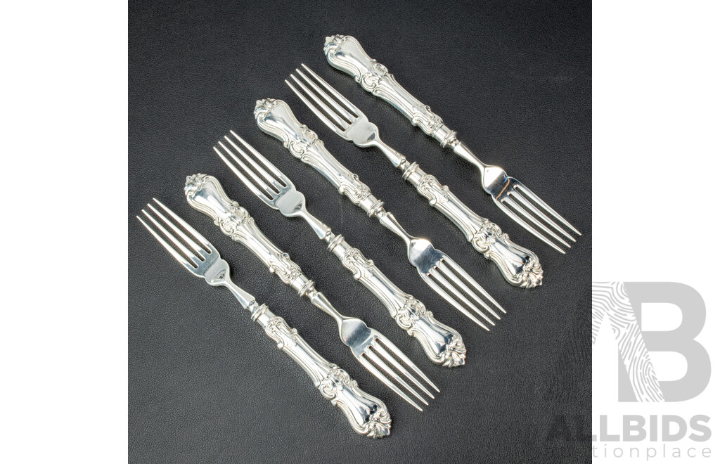 Six Sterling Silver Forks, C J Vander Ltd, London, 1975